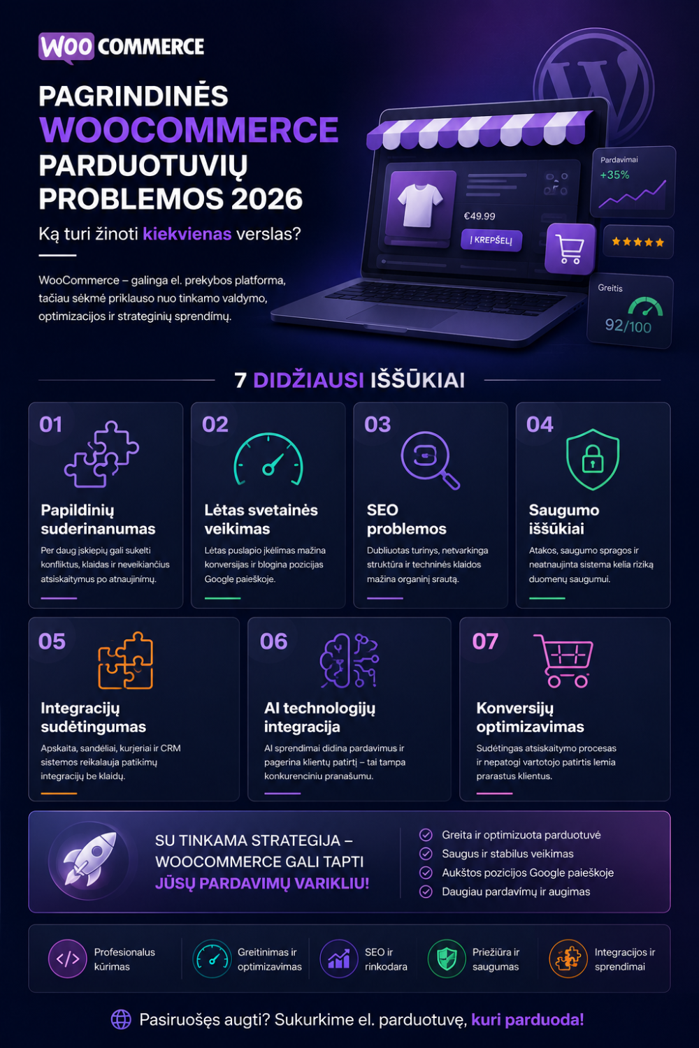 Pagrindinės WooCommerce el. parduotuvių problemos 2026 metais: ką turi žinoti kiekvienas verslas?