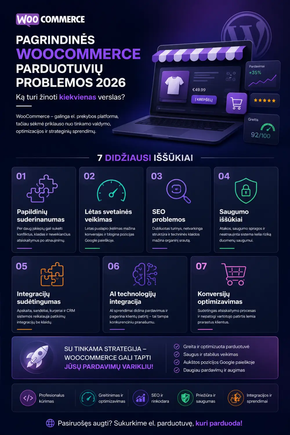 Pagrindinės WooCommerce el. parduotuvių problemos 2026 metais: ką turi žinoti kiekvienas verslas?